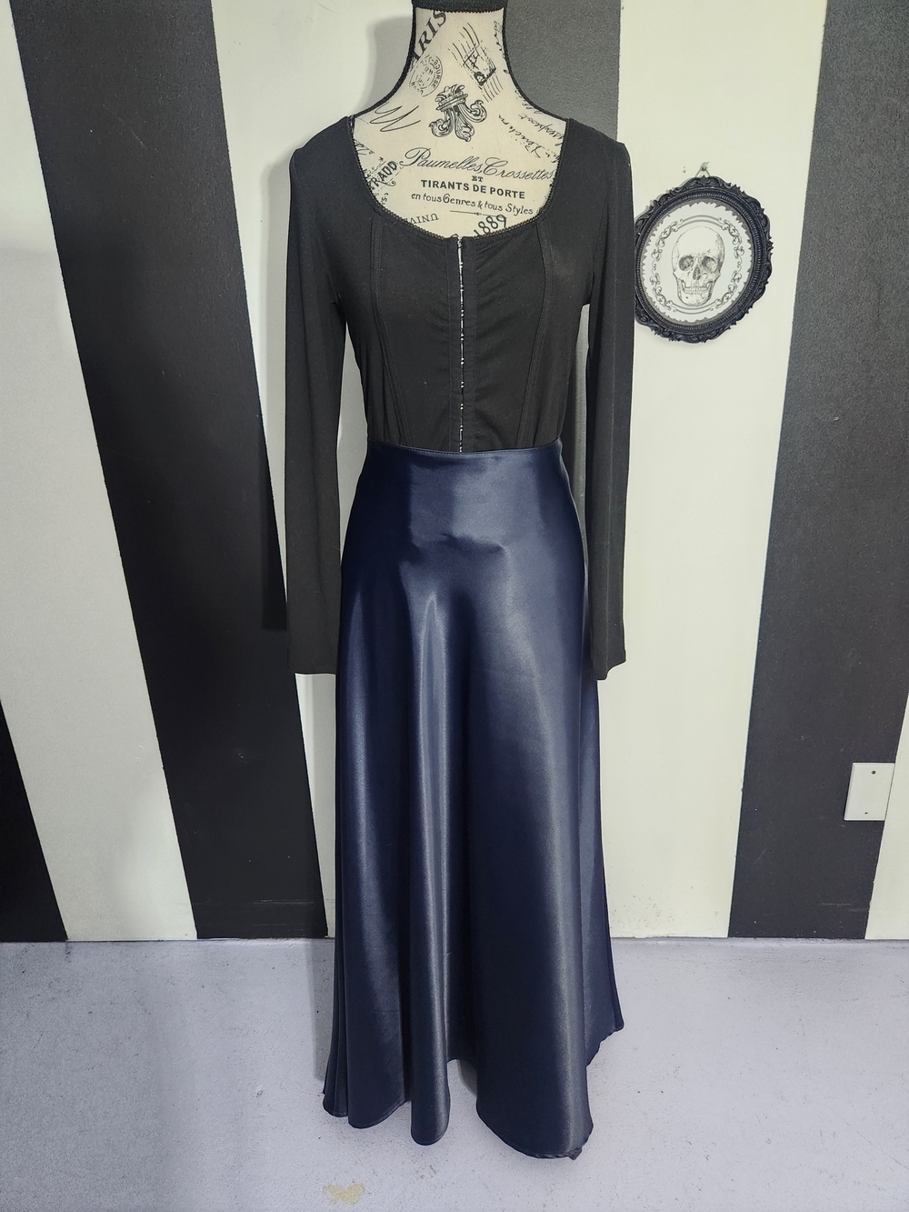 Slate Grey Satin Maxi